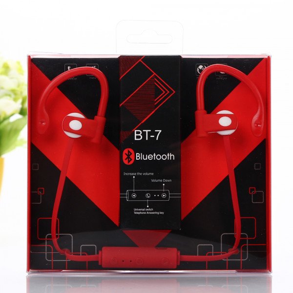 Wholesale Ear Hook Wireless Bluetooth Stereo Sports Headset BT7 (Red)